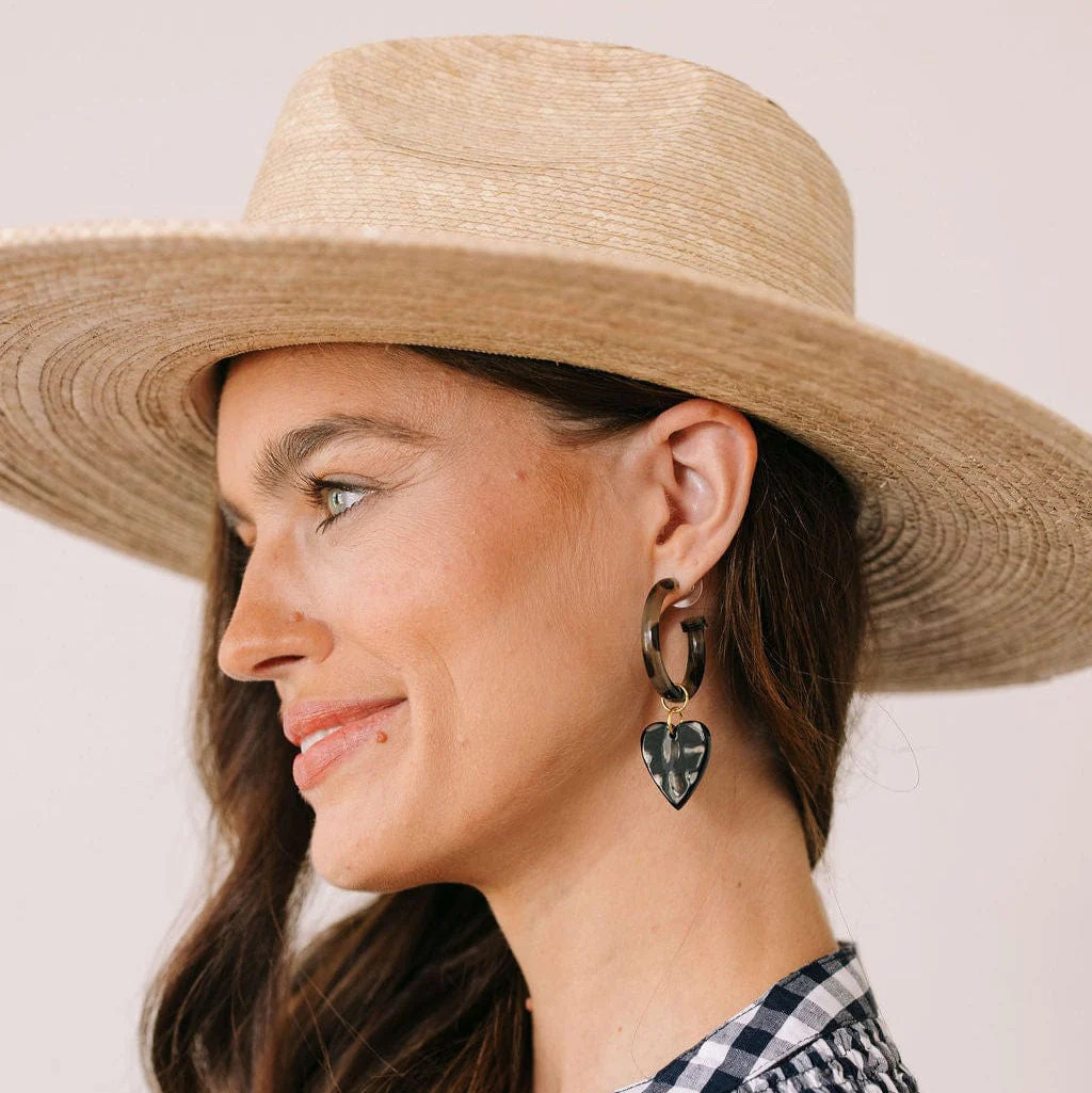 Marbled Hoop with Heart Dangles | Sunshine Tienda