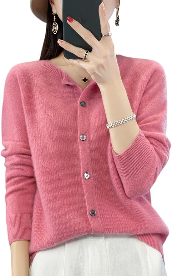 100% Merino Wool Sweaters Women's Fall Winter Warm Soft Knitted Crew Neck Cardigan Turtleneck Lon... | Amazon (US)