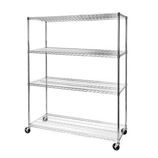 Seville Classics UltraDurable 4-Tier Commercial NSF Certified Steel Wire Shelving System in Chrom... | The Home Depot