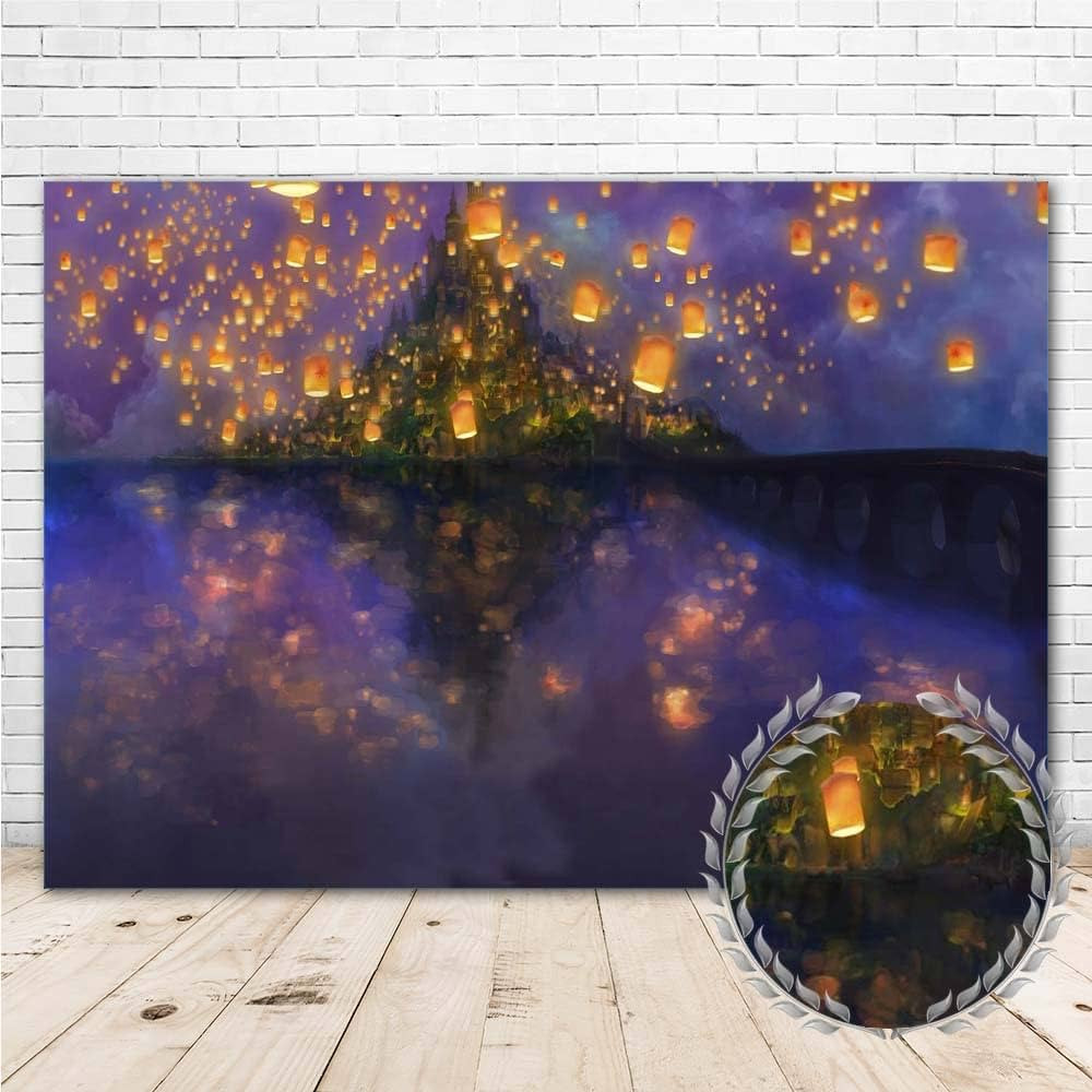 Colorwonder 7x5 Princess Castle Glitter Tangled Lanterns Smash Cake Backdrop for 1st Birthday Gir... | Amazon (US)