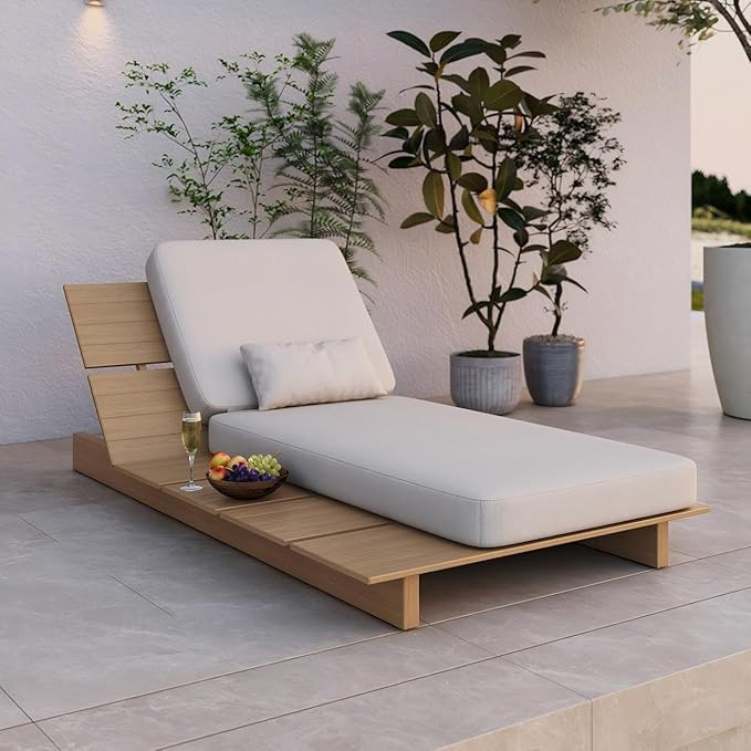 Acanva Patio Chaise Lounge Chair Outdoor with Comfy Cushion, Aluminum Reclining Chairs with 5-Pos... | Amazon (US)