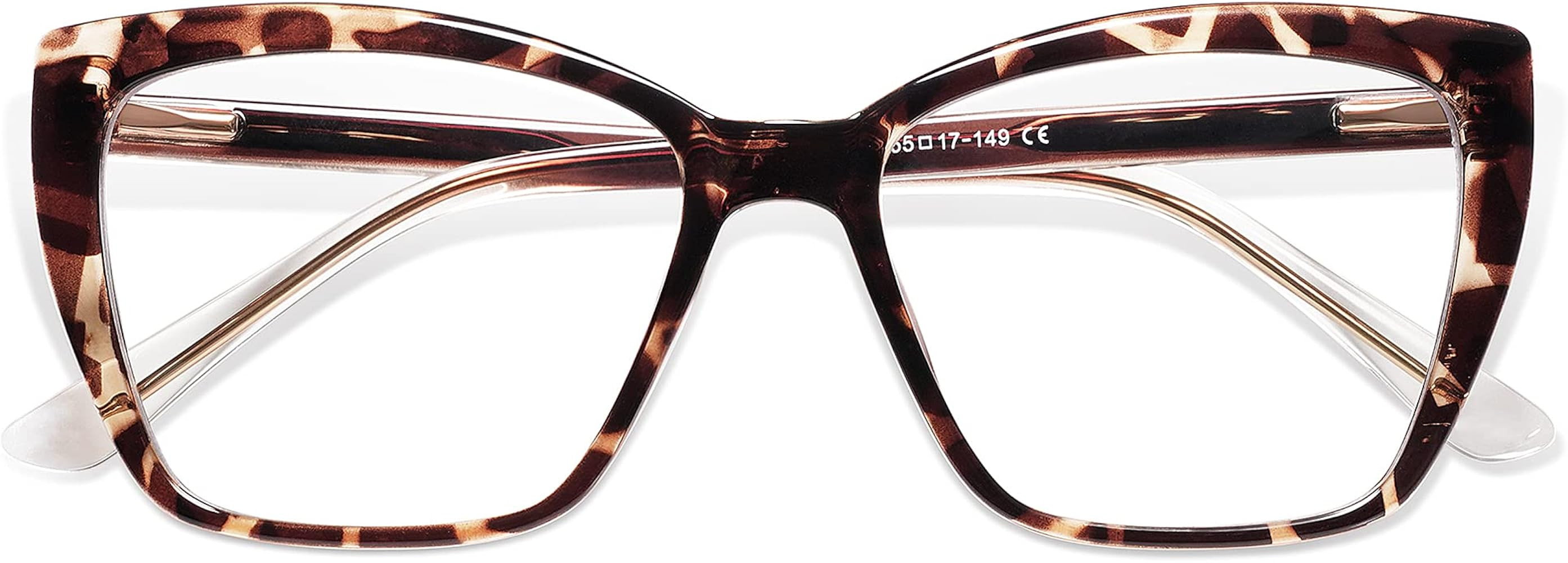 AMOMOMA Trendy TR90 Oversized Blue Light Reading Glasses Women,Stylish Square Cat Eye Glasses AM6... | Amazon (US)