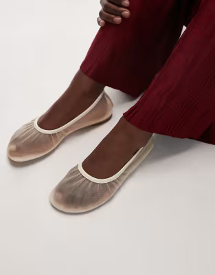 & Other Stories real leather trimmed mesh ballet flats in cream | ASOS | ASOS (Global)