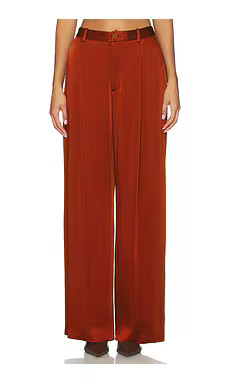 Lapointe Satin Relaxed Pleated Pant in Rust from Revolve.com | Revolve Clothing (Global)