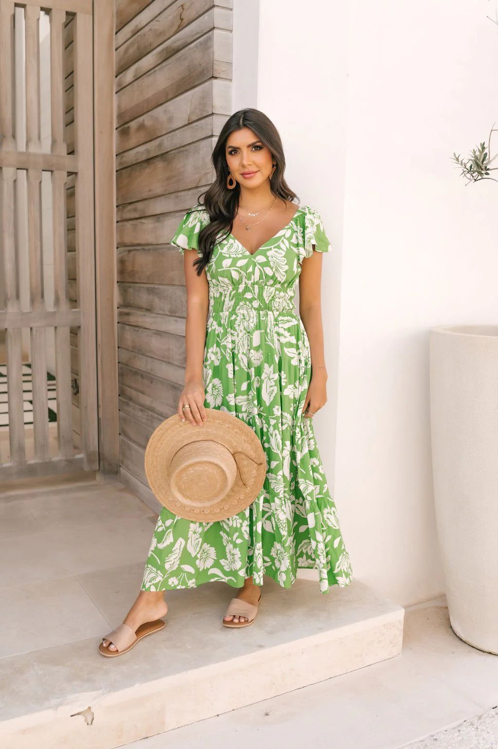 Green Floral Print Tiered Maxi Dress | Magnolia Boutique
