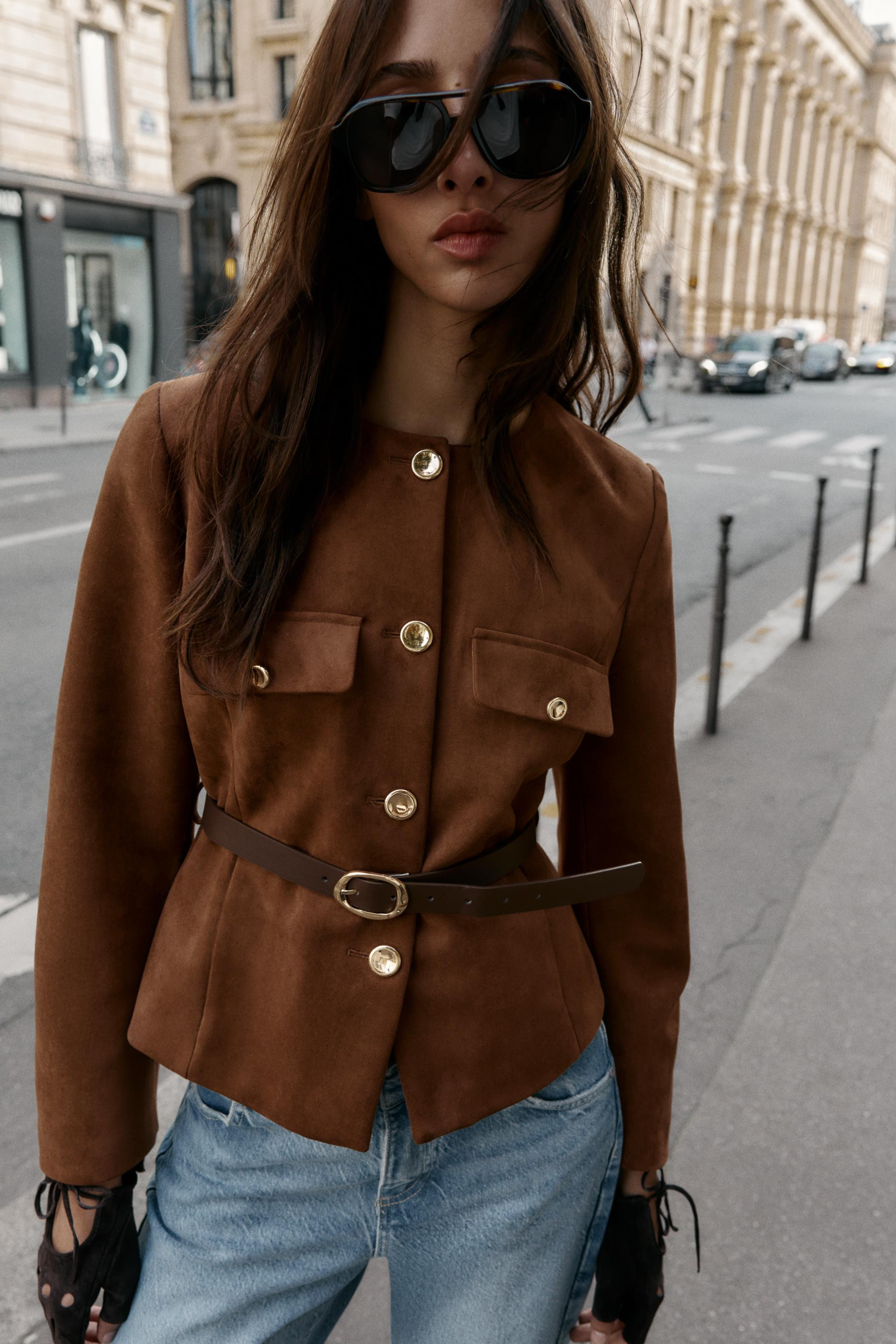 FAUX SUEDE BELTED BLAZER | Zara US