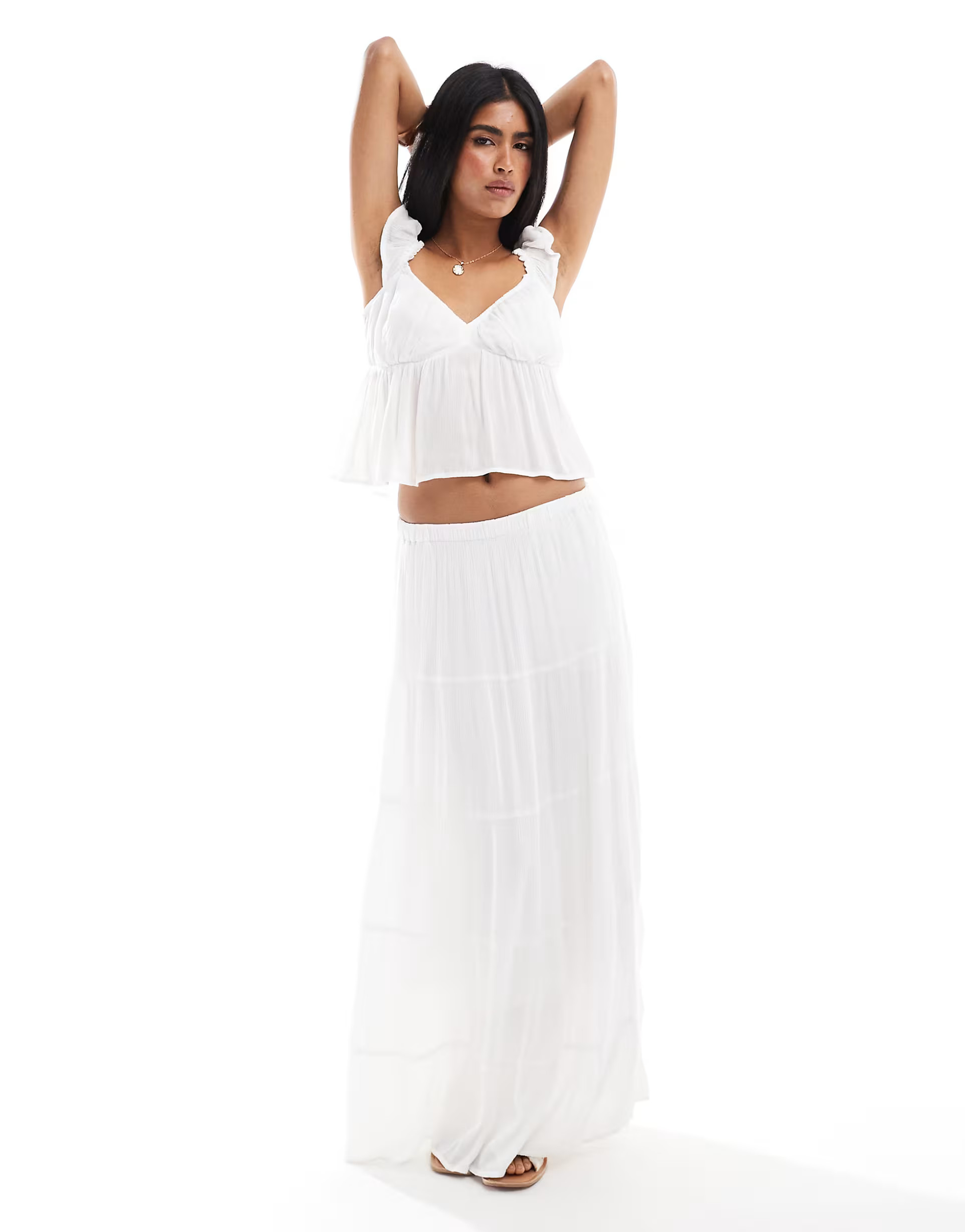 Hollister tiered maxi skirt in white | ASOS | ASOS (Global)