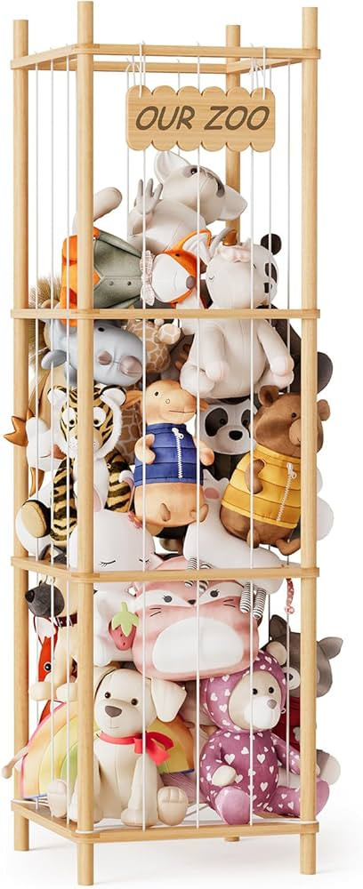 SpaceAid Stuffed Animal Storage Organizer, Wood Animals Zoo Toy Plushies Storage Holder, Large Ca... | Amazon (US)