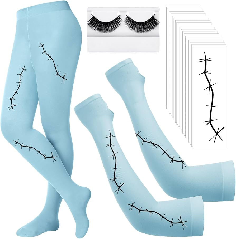Costume Accessories Include 20 Halloween Scars Stitches Tattoos Footed Tights Arm Sleeves Hallowe... | Amazon (US)