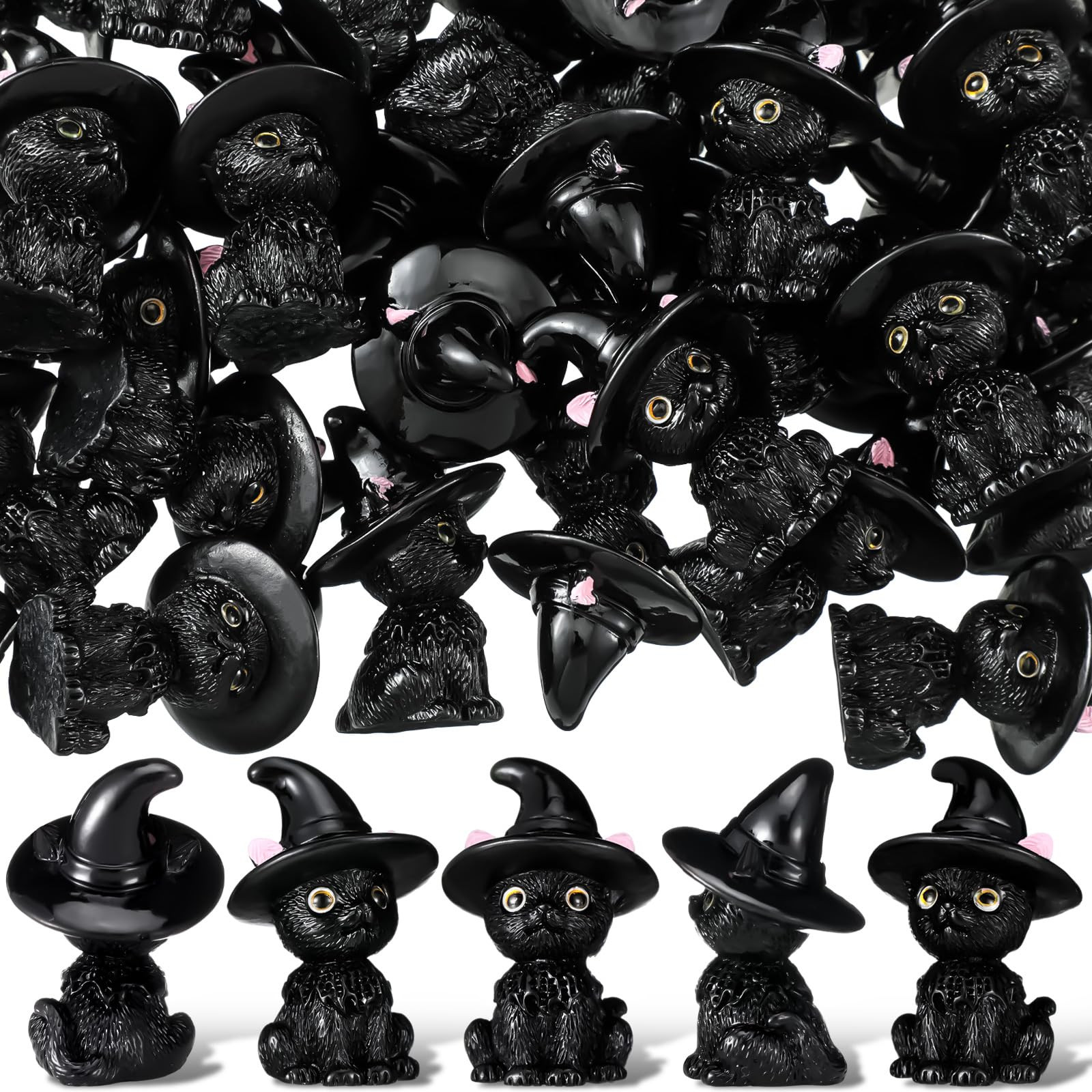 50 Pcs Black Cat Mini Resin Figurine Decor Halloween Resin Cat Elf Spooky Halloween Decoration fo... | Amazon (US)