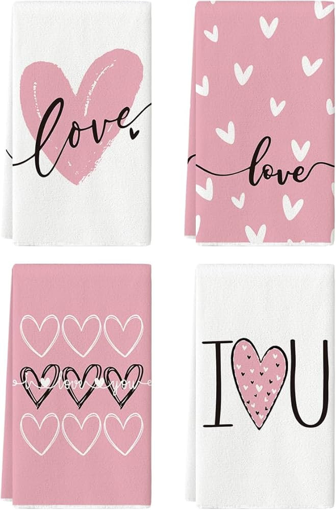 Artoid Mode Pink Hearts Love You Valentine's Day Kitchen Towels Dish Towels, 18x26 Inch Anniversa... | Amazon (CA)