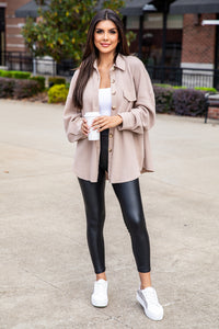 Change The Game Oatmeal Waffle Knit Shacket DOORBUSTER | Pink Lily