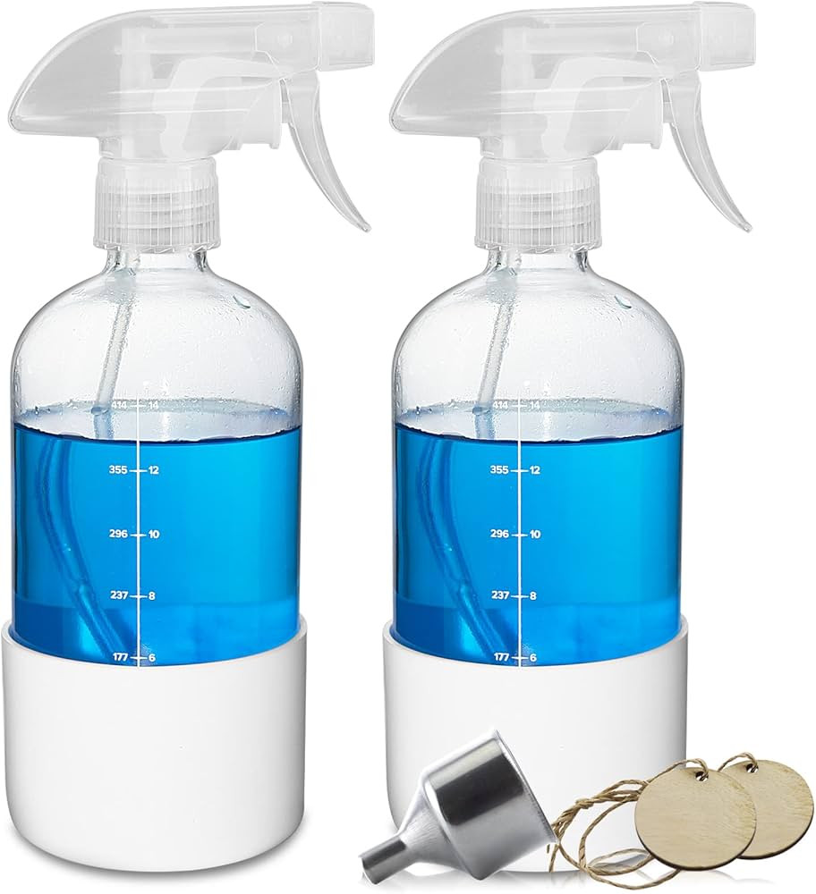 Roetell Clear Glass Spray Bottles with Silicone Sleeve, 16oz 2 Pack Refillable Sprays Container w... | Amazon (US)