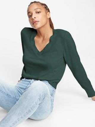 Relaxed Brushed V-Neck T-Shirt | Gap (US)