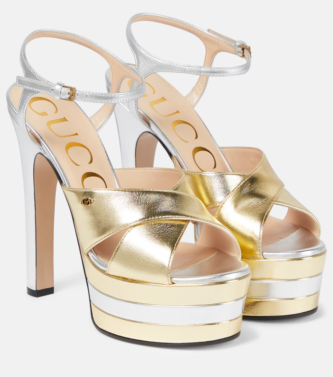 Metallic leather platform sandals | Mytheresa (US/CA)