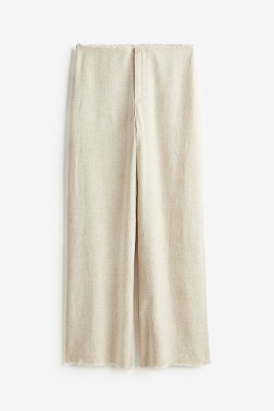 Frayed-edge linen-blend trousers | H&M (UK, MY, IN, SG, PH, TW, HK)