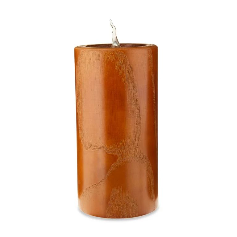 Wooden Brown Battery Operated LED Pillar Candle, 6 in H, by Holiday Time | Walmart (US)