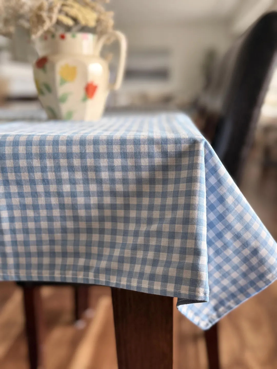 Cotton Gingham Tablecloth - Blue Square Tablecloth - Reversible - 32x32 - Etsy | Etsy (US)