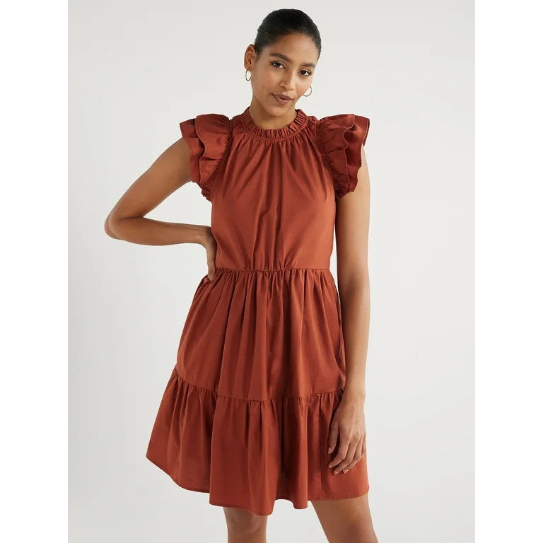 Scoop Women's Flutter Sleeve Swing Dress, Sizes XS-XXL | Walmart (US)