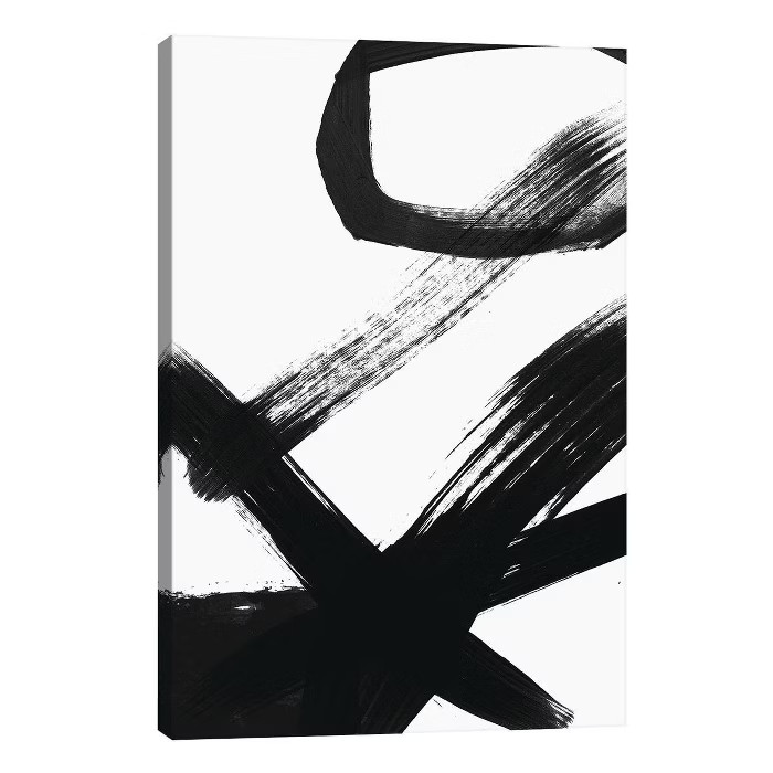 Black & White Brush Stroke I by Linda Woods Unframed Wall Canvas - iCanvas | Target