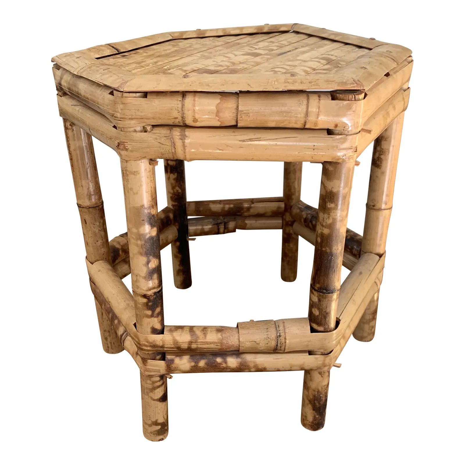 Vintage Octagonal Bamboo Riser or Plant Stand | Chairish