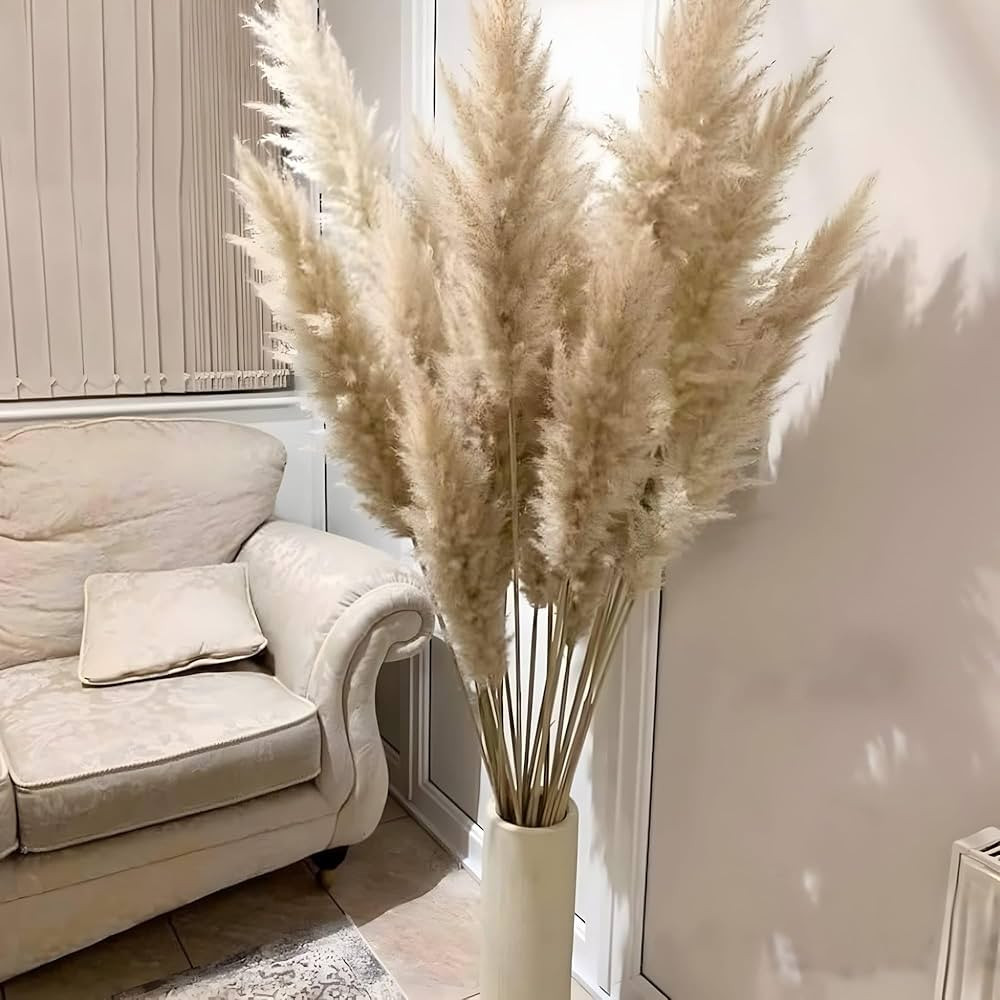 10 Stems Natural Pampas Grass Decor Tall (40 Inches) Pompas Floral Large Pampas Grass Boho Decor ... | Amazon (US)
