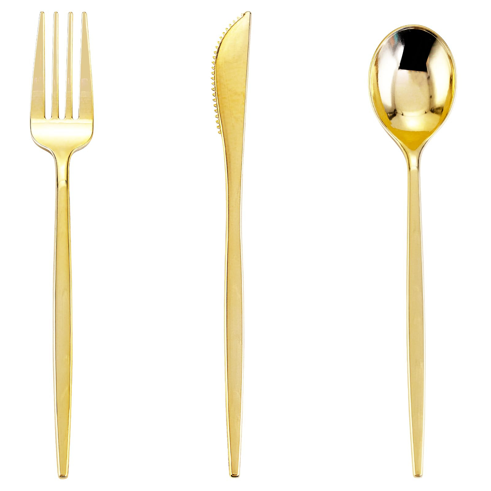 PULOTE 150PCS Gold Plastic Silverware Disposable - Heavy Duty Gold Plastic Cutlery - Gold Plastic... | Amazon (US)
