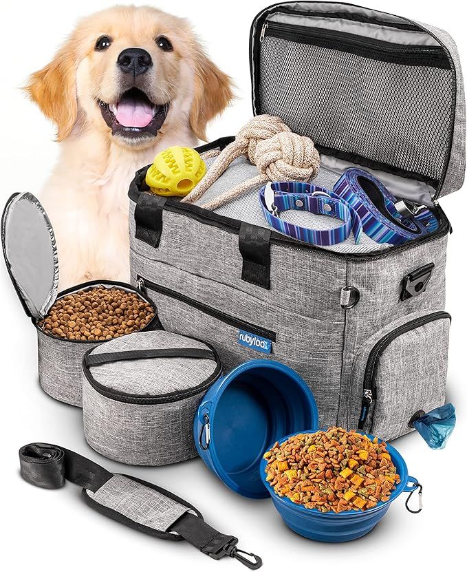 The Original Doggy Bag™ by Rubyloo-Dog Travel Bag for Supplies with 2 BPA-Free Travel Dog Bowls... | Amazon (US)