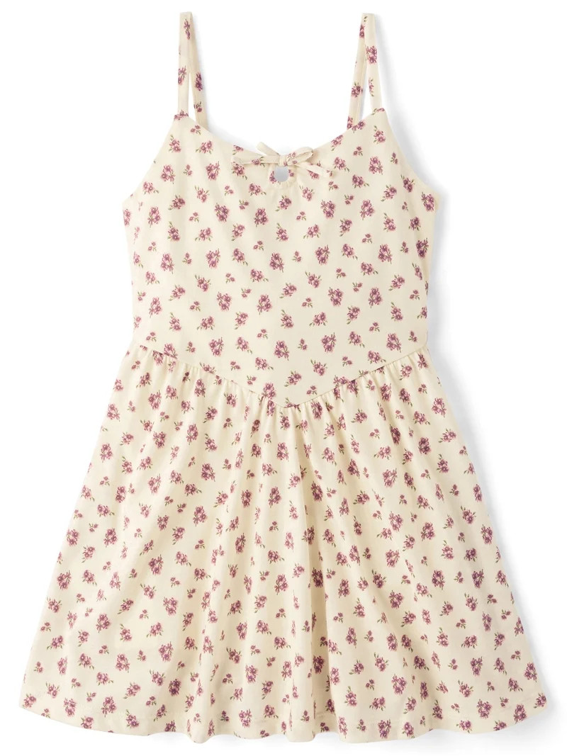 The Children's Place Girls Sleeveless Floral Keyhole V-Waist Dress, Sizes XS-XXL - Walmart.com | Walmart (US)