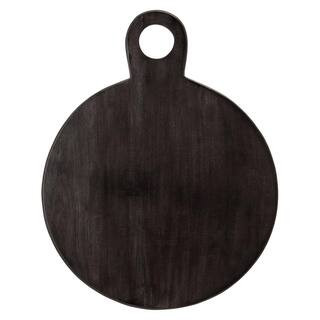 Storied Home 18.75 in. Black Round Acacia Wood Cheese and Cutting Board with Circle Handle AH0618... | The Home Depot