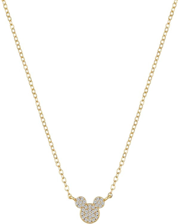 Amazon Essentials Disney Plated Pave Cubic Zirconia Mickey Mouse Necklace | Amazon (US)