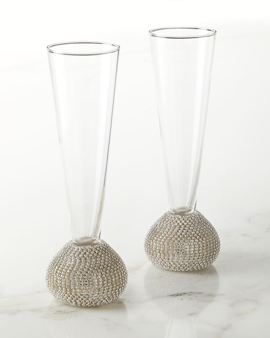 Neiman Marcus Silver Bling Flute Glasses, Set of 2 | Neiman Marcus
