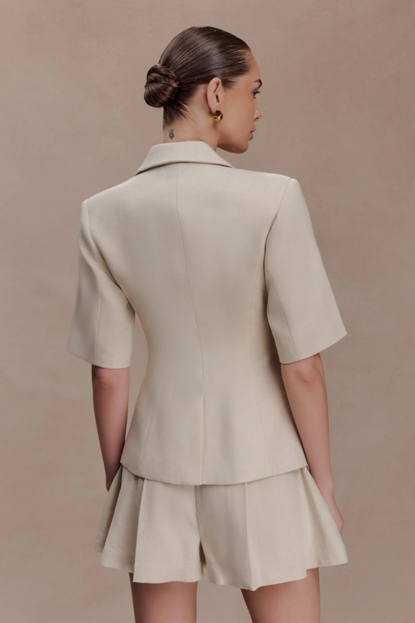 Short Sleeve Linen Top - Natural | MESHKI US