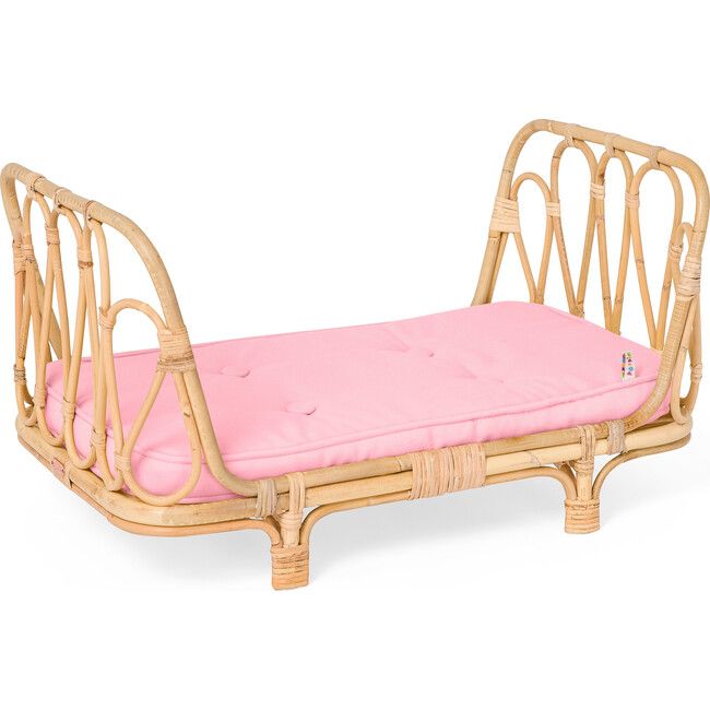 Rattan Doll Day Bed, Natural/Pink | Maisonette