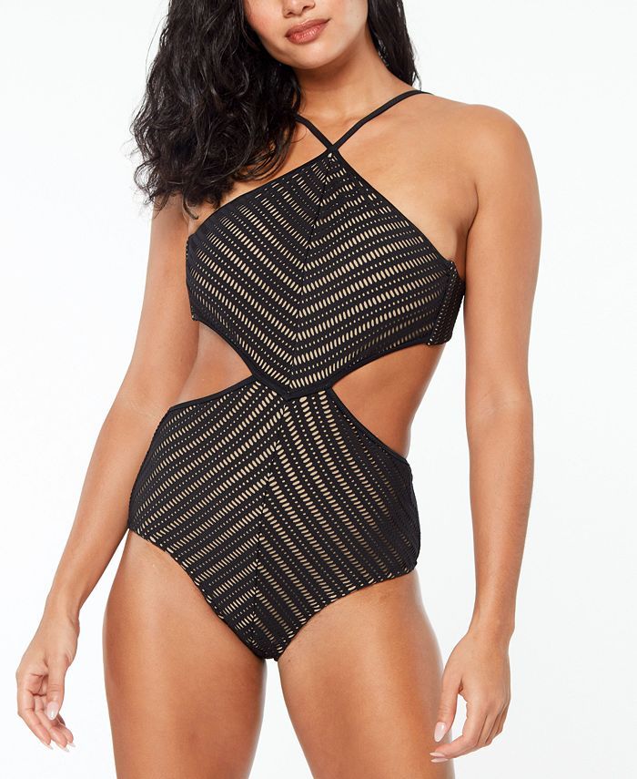 High-Neck Crochet Monokini Swimsuit, Created for Macy's | Macys (US)