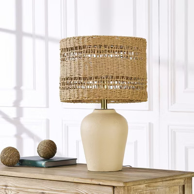 Maxax Boho Style Ceramic Rattan Table Lamp For Living Room/Bedroom/Entryway Console/Decorative Supplements With Rattan Accent | Target