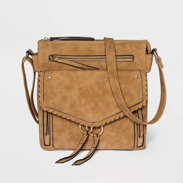 VR NYC Multi Zip Double Braided O-Ring Crossbody Bag | Target