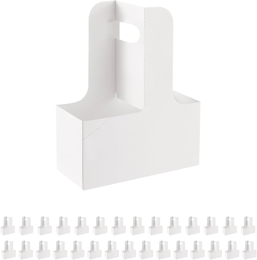 30 Drink Carrier with Handles to 2 Cups, White Paperboard Drink Carriers of 12-20 oz to Go Coffee... | Amazon (US)