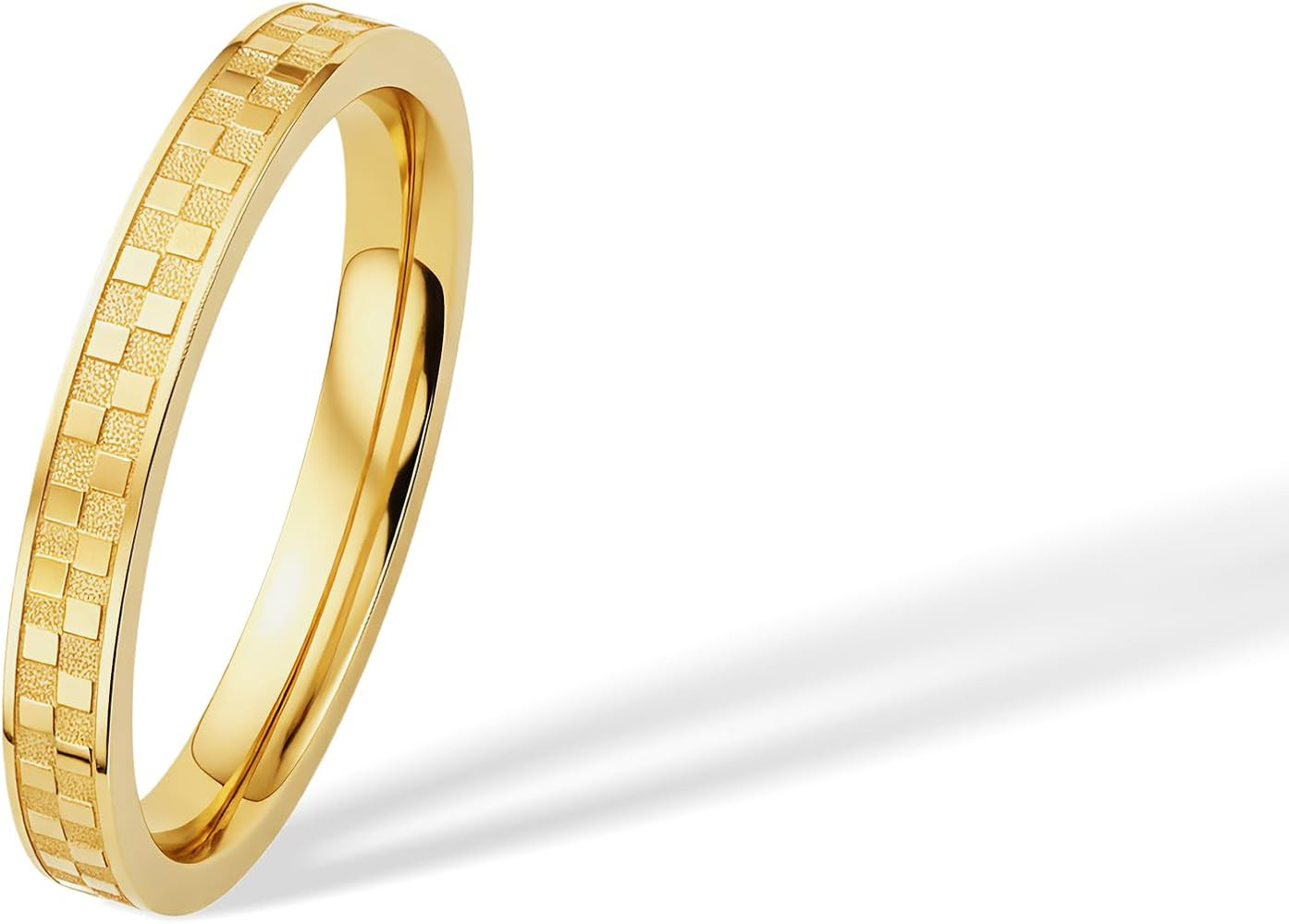 2mm Checkered Ring 14K Gold Plated Titanium Stackable Checkerboard Rings for Women Men, Love Is A... | Amazon (US)