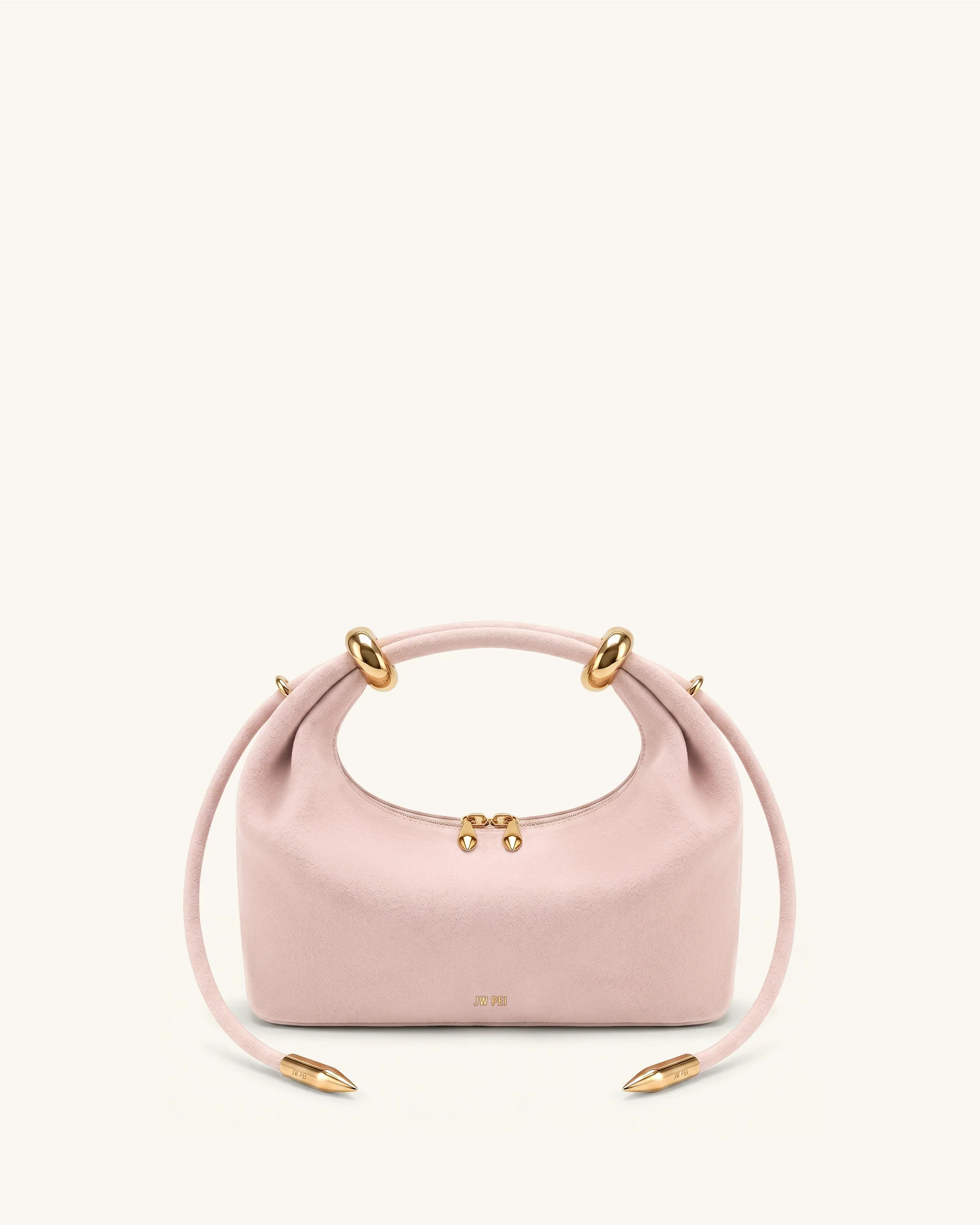 Ellie Faux Suede Metal Ring Embellished Top Handle Bag - Pink | JW PEI US
