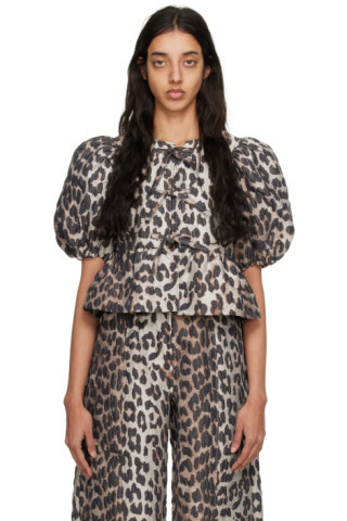 Black & Tan 3D Leopard Blouse | SSENSE