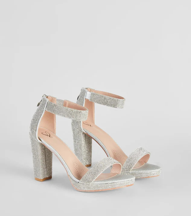 Shimmer In Rhinestone Block Heels | Windsor Stores