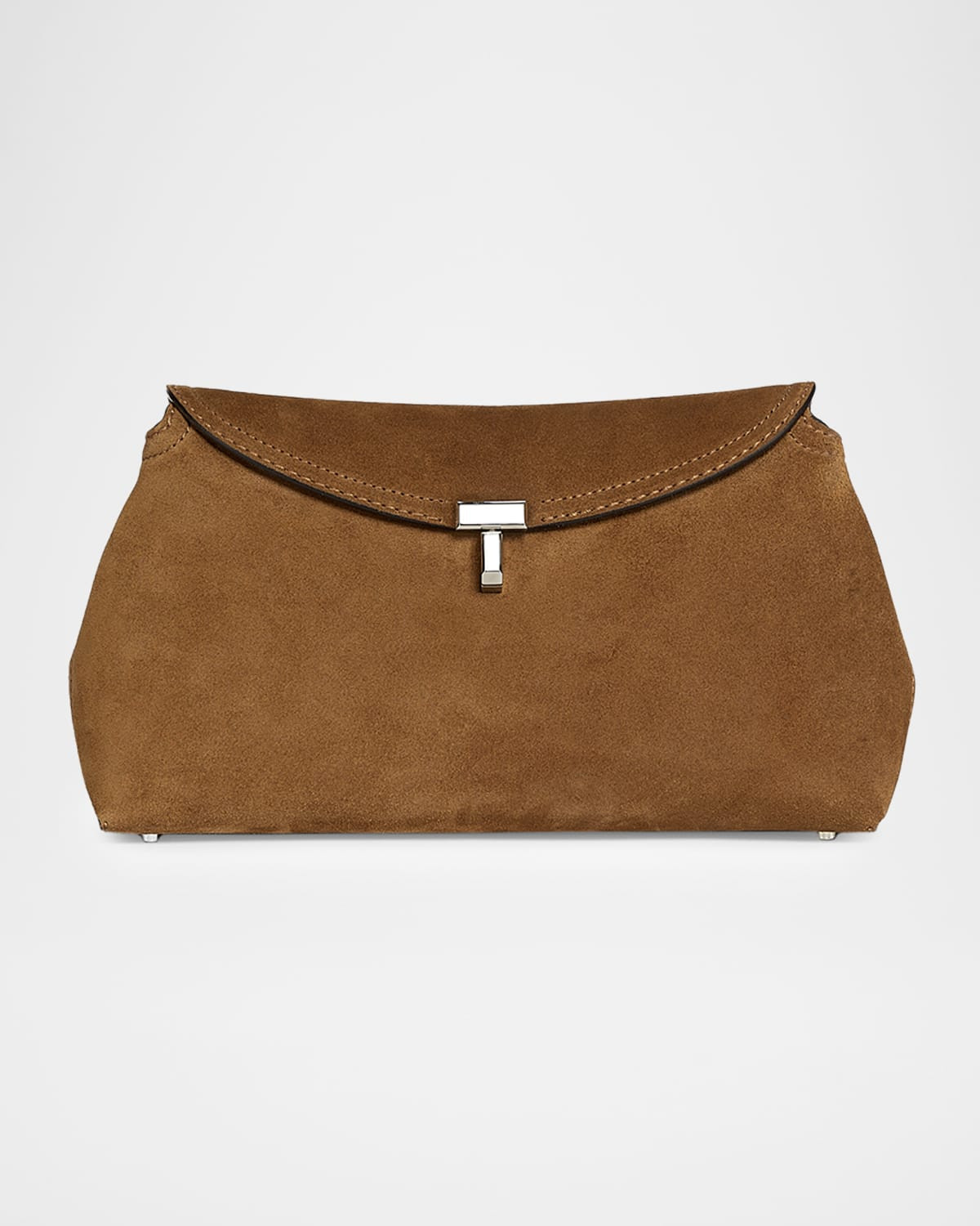 T Lock Suede Clutch Bag | Neiman Marcus
