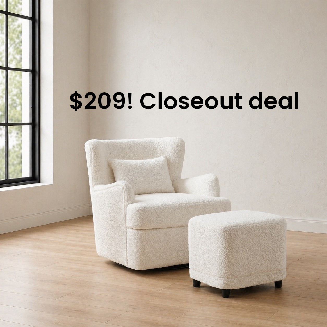 😍🤯🚨 this swivel chair & ottoman set is only $209!!! Closeout deal / sellout risk! 