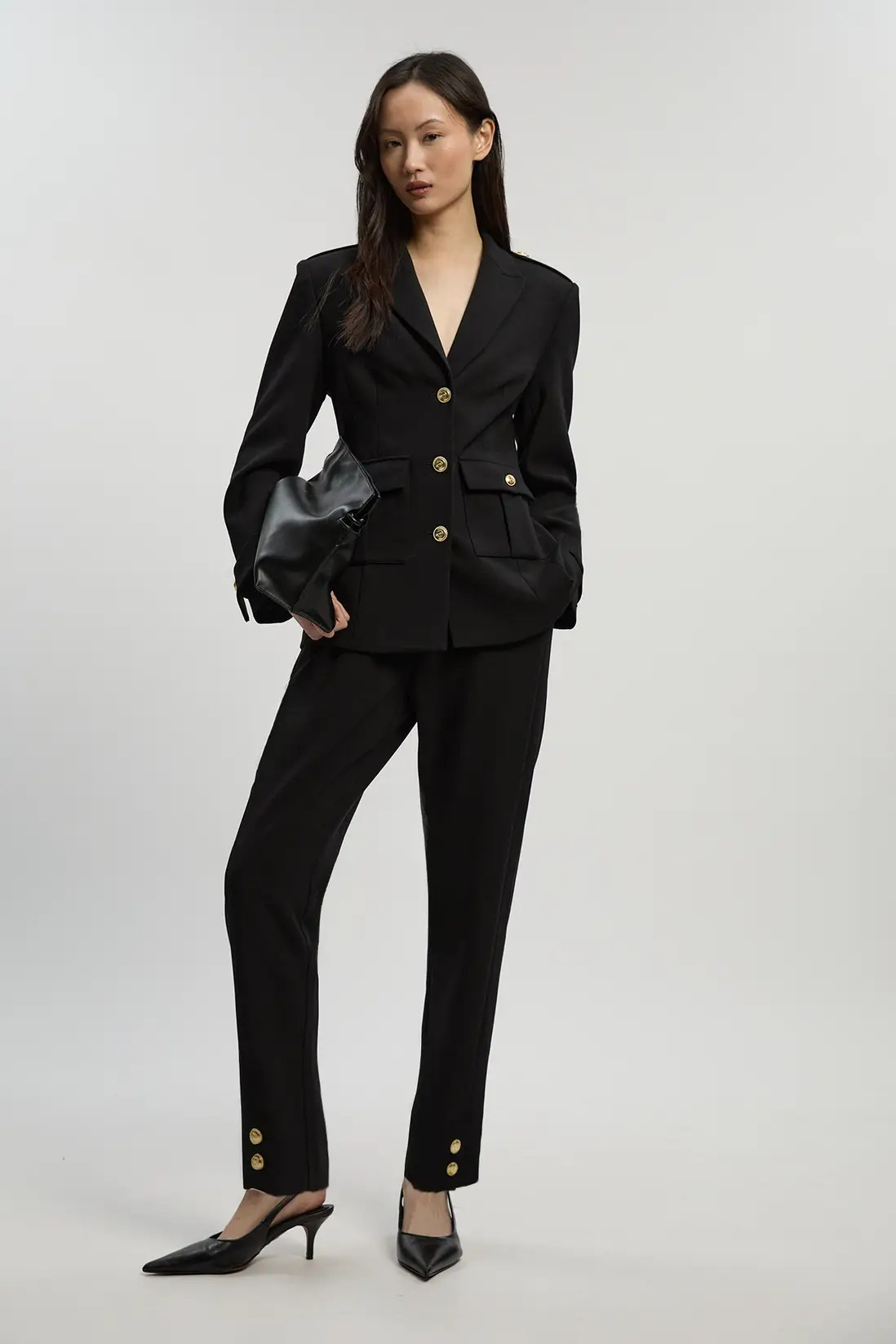 Jackets & Coats | Compact Stretch Tailored Military Single Breasted Blazer | KarenMillen | Karen Millen UK + IE + DE + NL