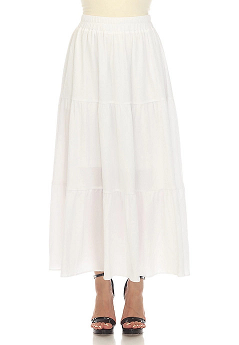 White Mark Pleated Tier Maxi Skirt | Maurices