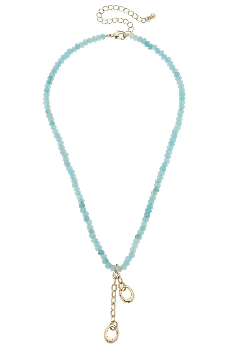 Lucy Gemstone Beaded Multi-Charm Necklace Base in Light Blue | CANVAS