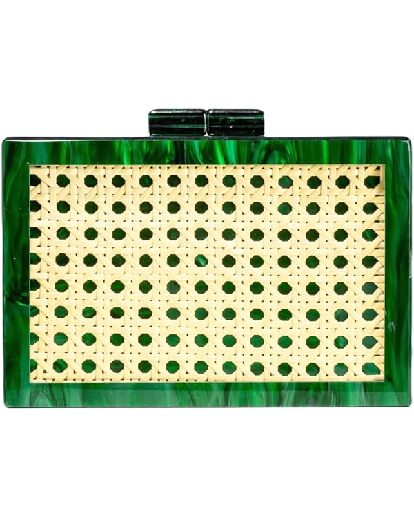 RomanticDesign Women Acrylic Handbag Rattan Woven Pattern Square Box Crossbody Handbag Shoulder B... | Amazon (US)