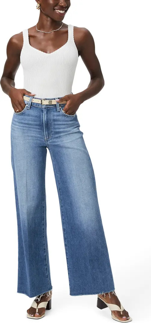 PAIGE Anessa High Waist Raw Hem Wide Leg Ankle Jeans | Nordstrom | Nordstrom