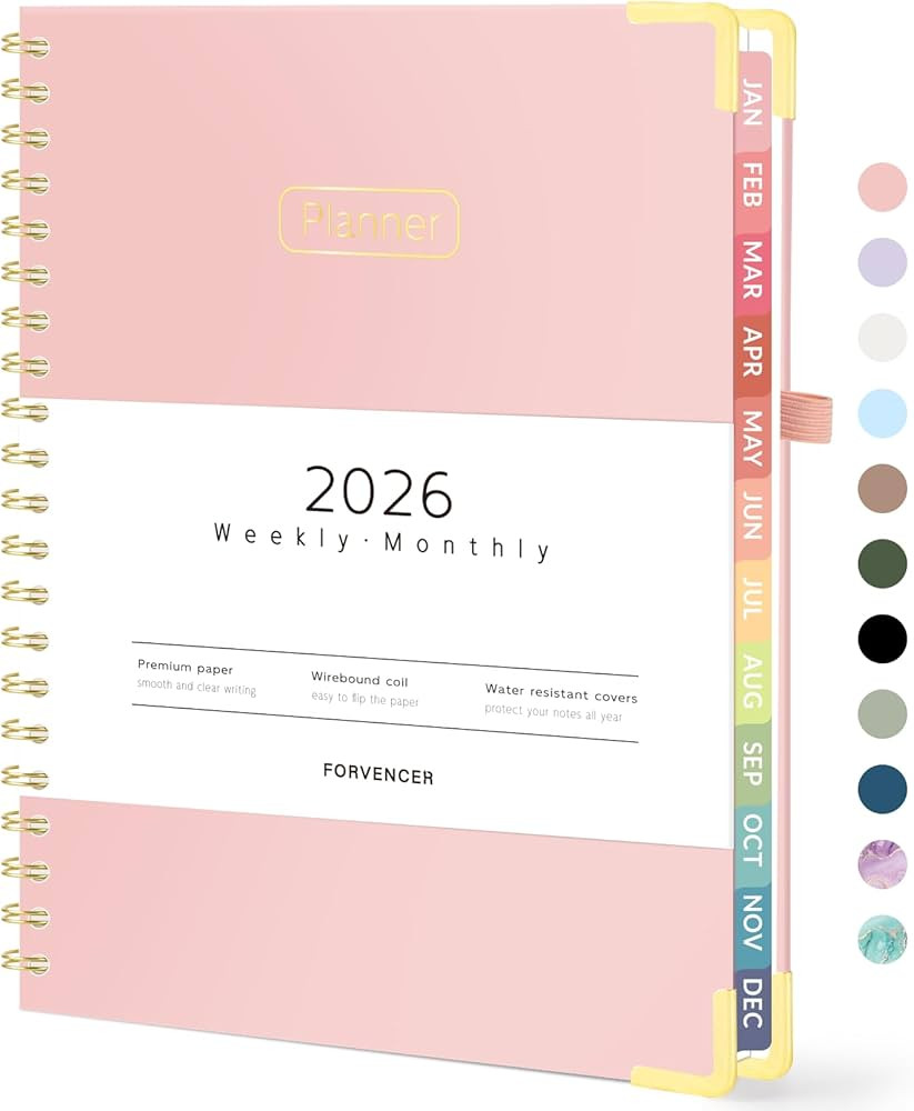 Forvencer Planner Jan 2026-Dec 2026, Spiral Hardcover Daily/Weekly & Monthly Calendar Journal/Age... | Amazon (US)